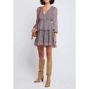 Anthropologie Floral Mini Dress - Lavender and Black